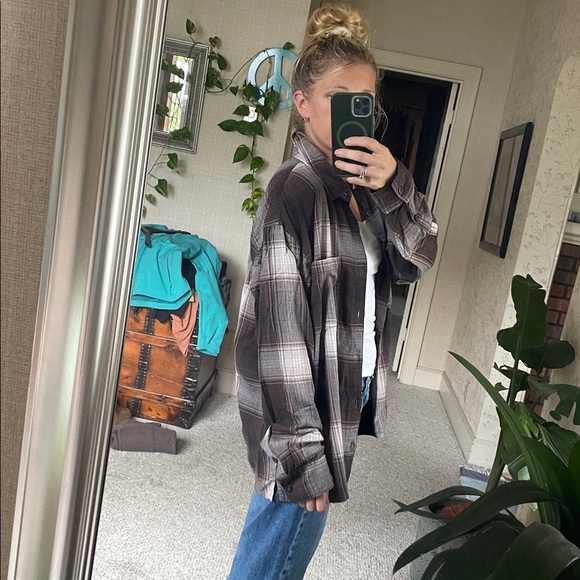 Abercrombie & Fitch Soft AF Dark Brown Plaid Shirt - Picture 9 of 14